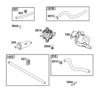 Fuel Supply Group Diagram and Parts List for 611477-1247-J1  Briggs and Stratton Engine